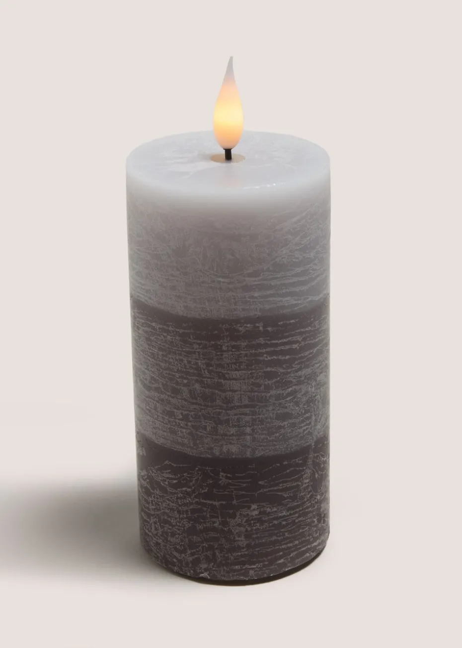 Grey LED Candle (7.5cm x 18cm)