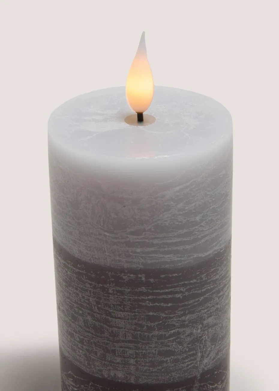 Grey LED Candle (7.5cm x 18cm)