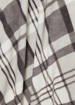 Grey Plaid Print Throw (130cm x 150cm)