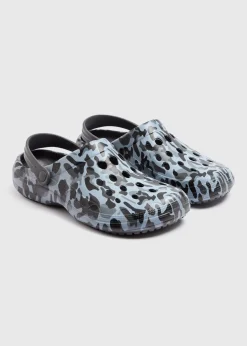 Grey Printed Camo Cloggs