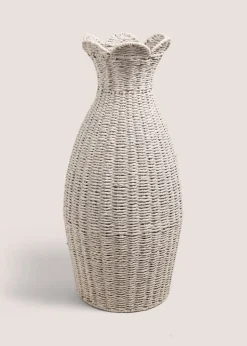 Grey Scallop Edge Woven Vase
