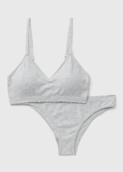 Grey Seamless Bra & Briefs Set
