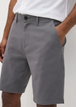 Grey Straight Fit Chino Shorts