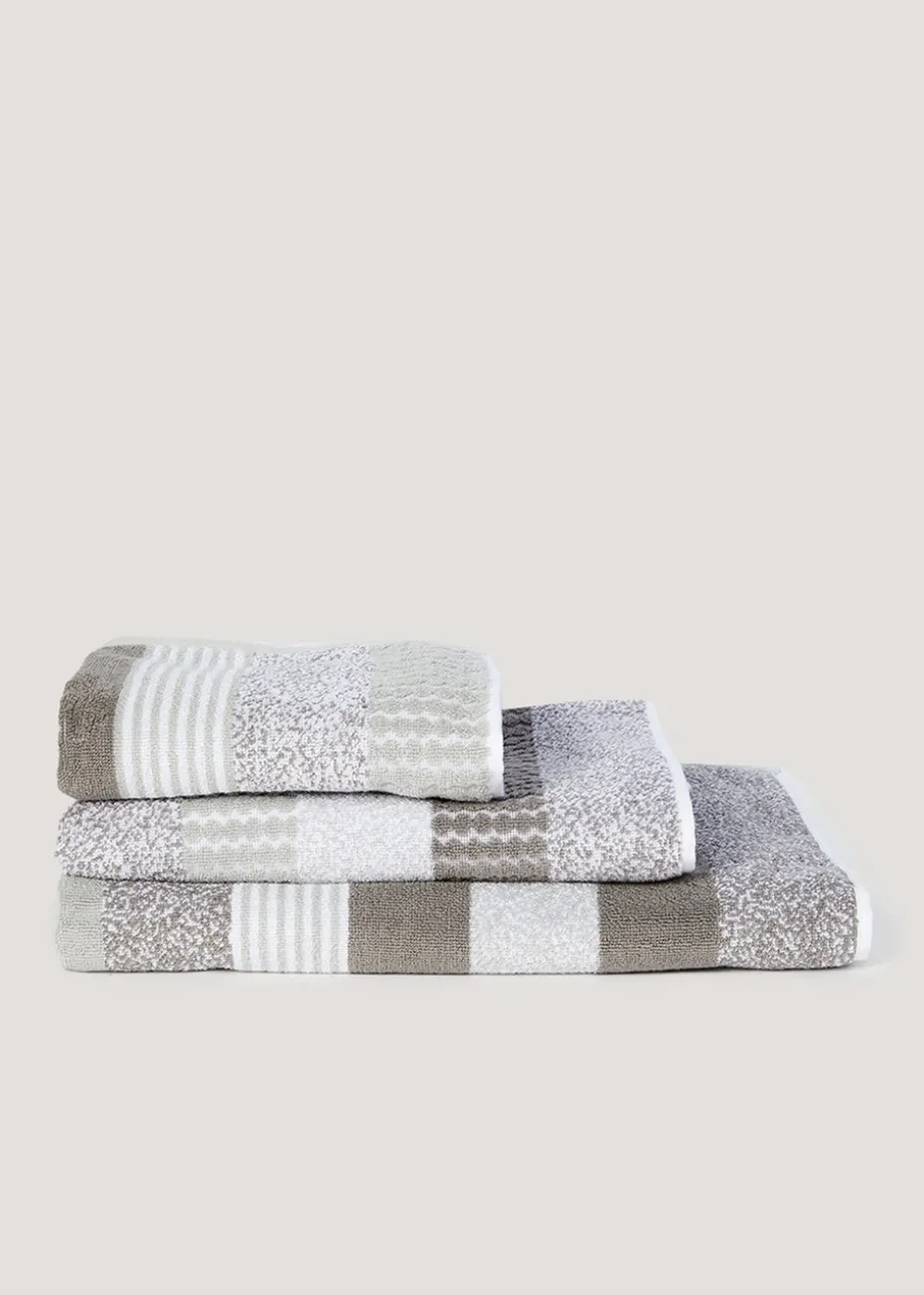 Grey Stripe 100% Cotton Towels