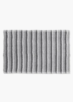 Grey Stripe Chenille Bath Mat