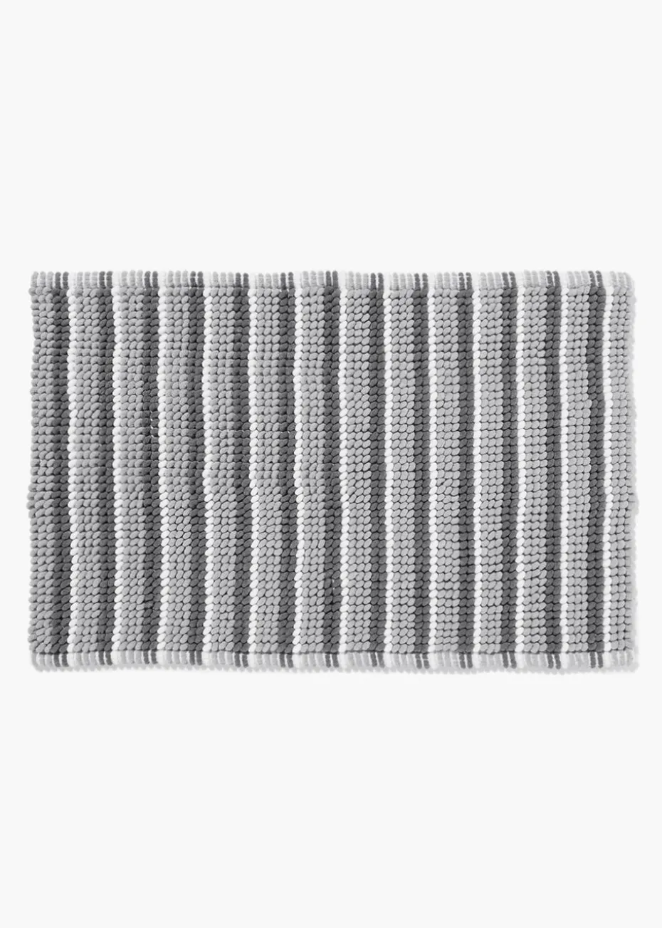 Grey Stripe Chenille Bath Mat