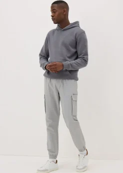 Grey Tech Cuffed Cargo Trousers