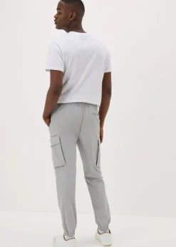 Grey Tech Cuffed Cargo Trousers
