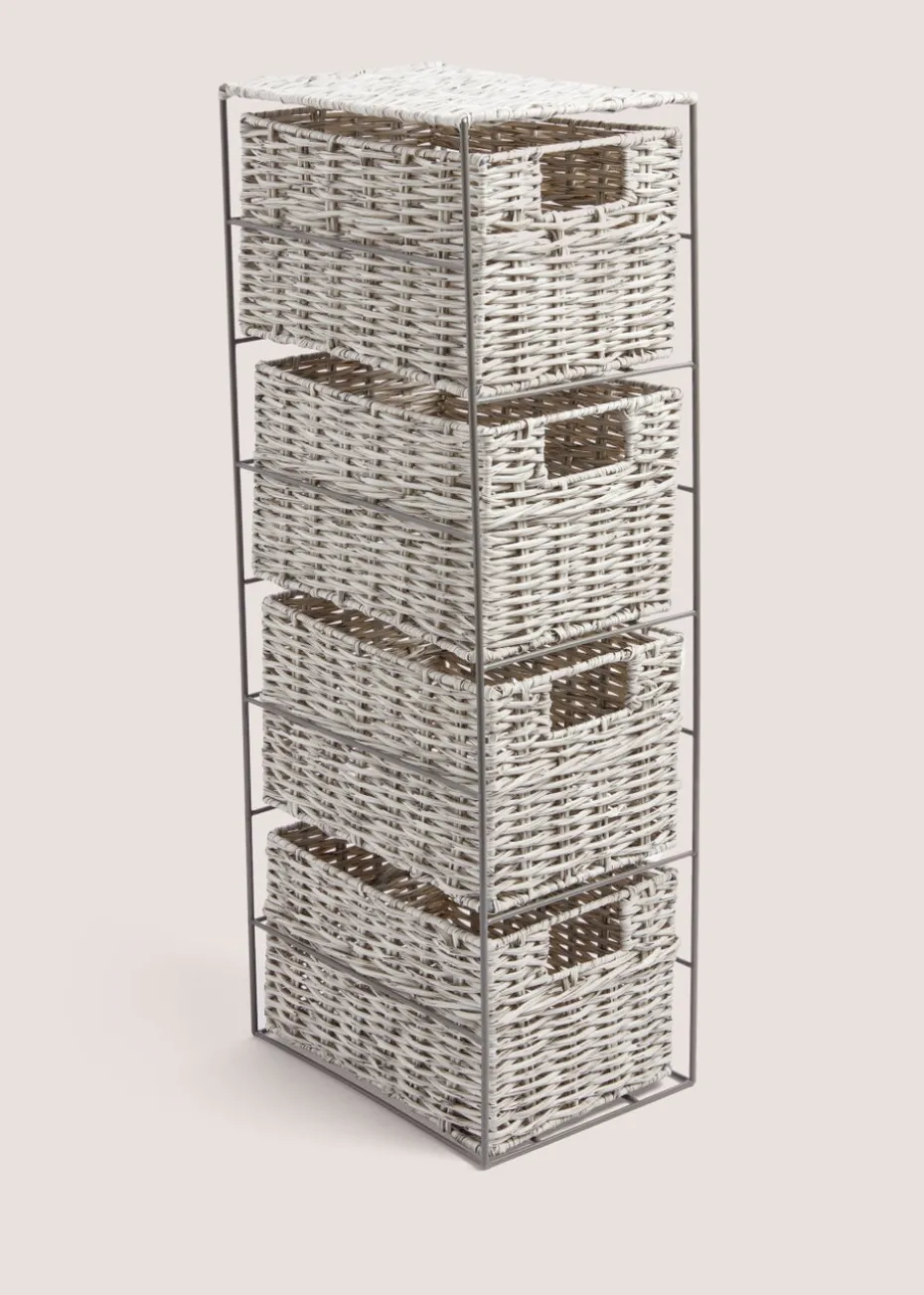 Grey Woven Plastic Drawers (65cm x 18cm)