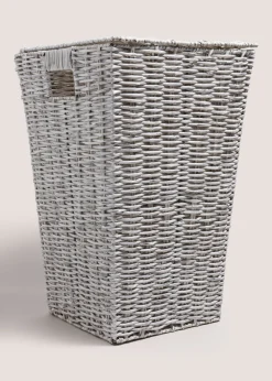 Grey Woven Plastic Laundry Basket