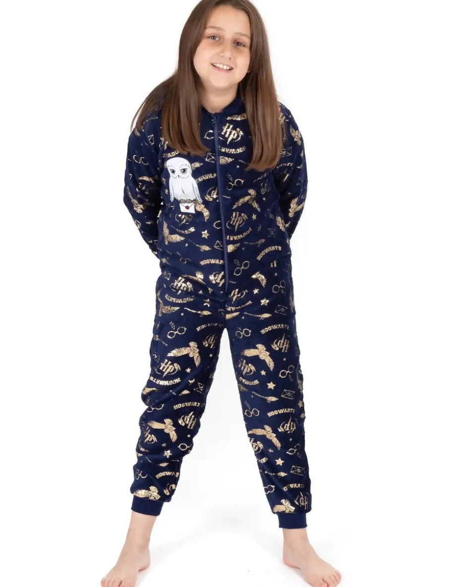 Harry Potter Girls Blue Hedwig Applique Onesie (5-15 Years)