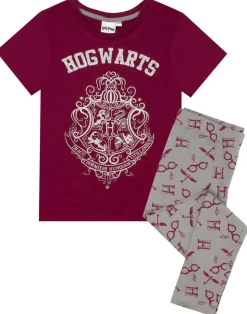 Harry Potter Girls Purple Hogwarts Crest Pyjama Set (5 - 14 Years)