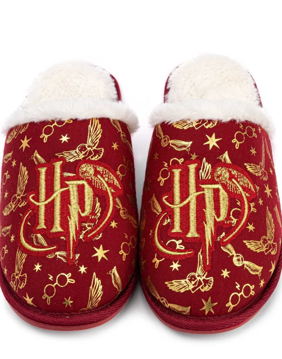 Harry Potter Girls Red Logo Mule Slippers (12 Younger - 5 Older)