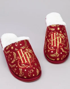 Harry Potter Girls Red Logo Mule Slippers (12 Younger - 5 Older)