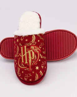 Harry Potter Girls Red Logo Mule Slippers (12 Younger - 5 Older)