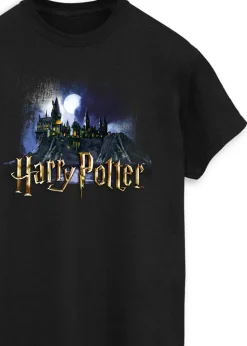 Harry Potter Hogwarts Castle Adult Black Printed T-Shirt