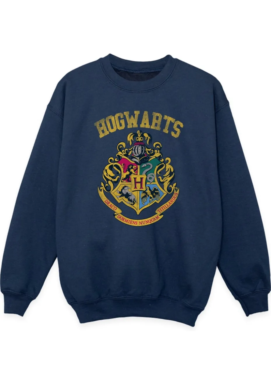 Harry Potter Kids Navy Filled Crest Varsity Printed Sweatshirt (3-13 yrs)