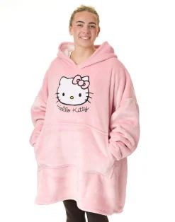 Hello Kitty Pink Character Face Blanket Hoodie