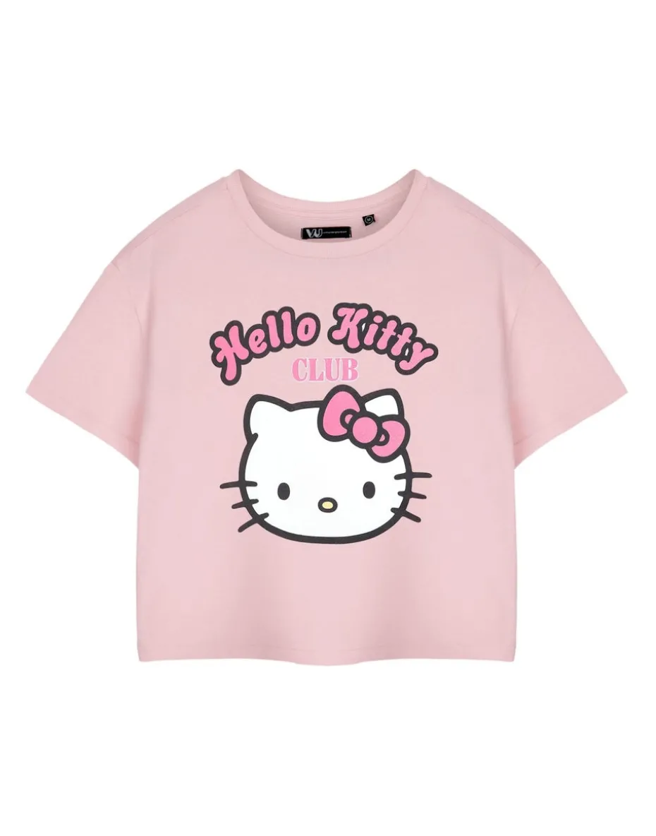 Hello Kitty Pink Club Cropped Short Sleeved T-Shirt