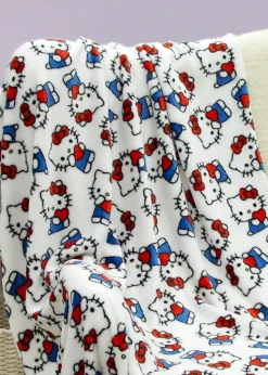 Hello Kitty White Heartheld Fleece Throw