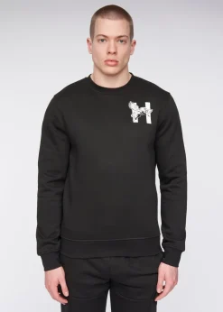 Henleys Black  Moorehen Crew Sweat