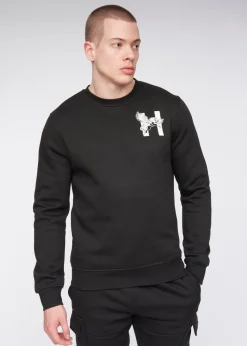 Henleys Black  Moorehen Crew Sweat