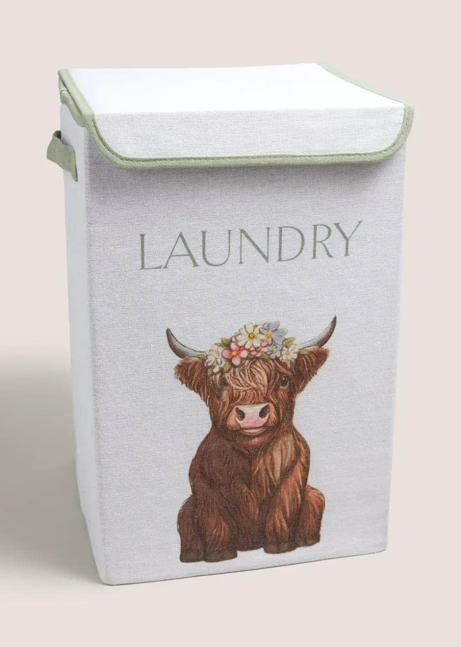 Highland Cow Collapsible Laundry Basket