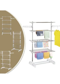 HOMCOM 4 Layer Folding Rail Airer Dryer Rack  (172cm x 80-142cm x 55cm)