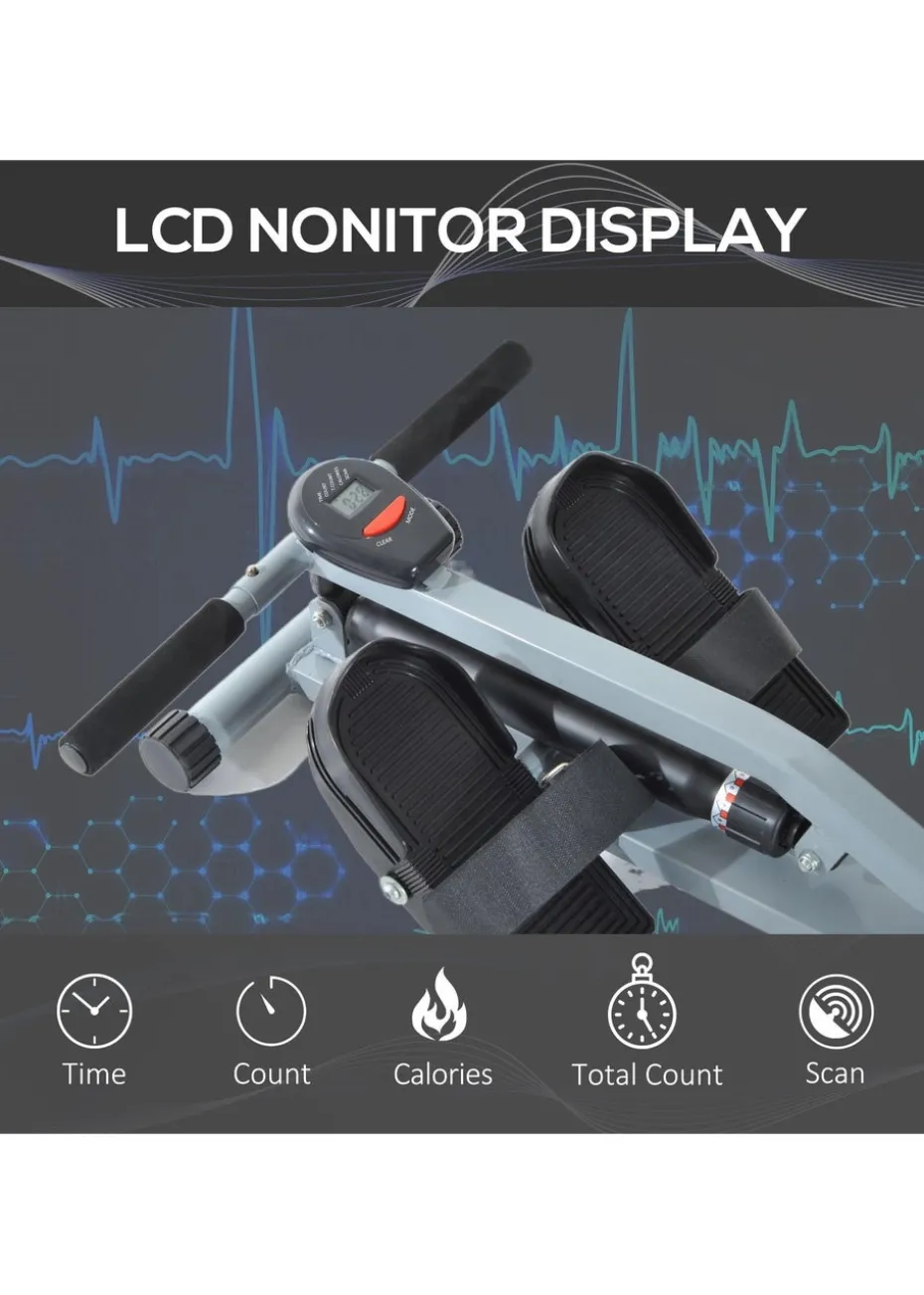 HOMCOM 12 Level Fitness Rowing Machine Cardio Fitness Workout & Gym Training