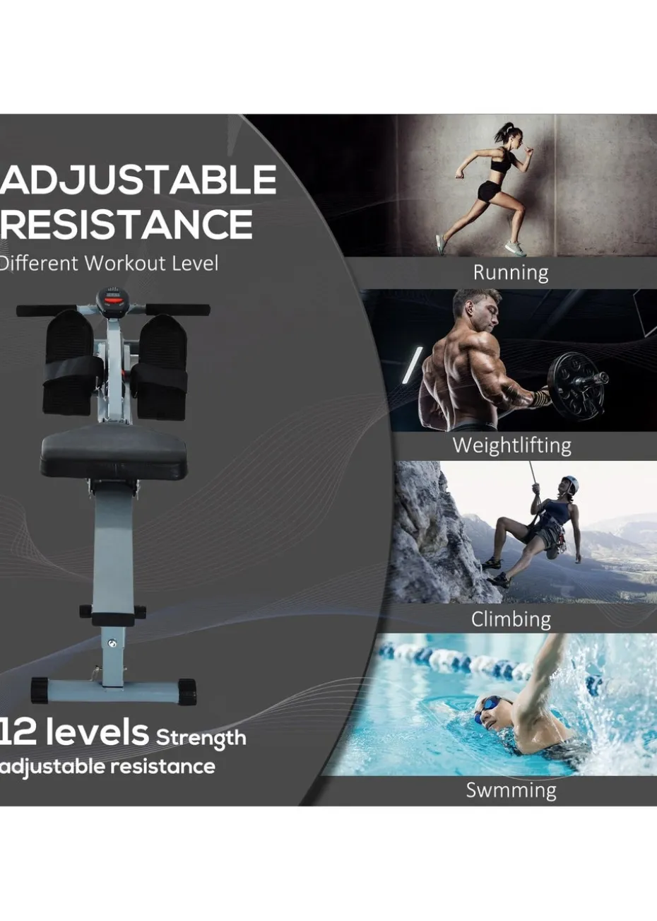 HOMCOM 12 Level Fitness Rowing Machine Cardio Fitness Workout & Gym Training