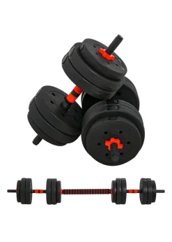 HOMCOM Adjustable 2-in-1 Barbell Dumbbells Weight Set for Body Fitness