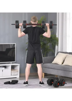 HOMCOM Adjustable 2-in-1 Barbell Dumbbells Weight Set for Body Fitness