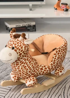 HOMCOM Baby Rocking Giraffe Plush Toy