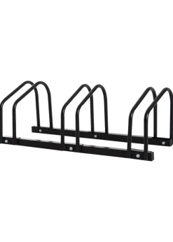 HOMCOM Bike Parking Rack Bicycle Locking Storage Stand for 3 Cycling Black