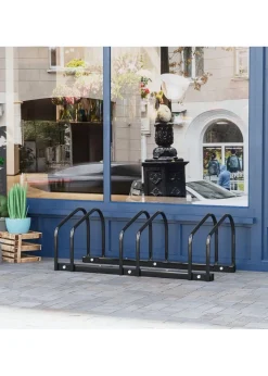 HOMCOM Bike Parking Rack Bicycle Locking Storage Stand for 3 Cycling Black