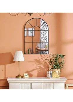 HOMCOM Black Modern Arched Wall Mirror (91cm x 60cm x 2cm)