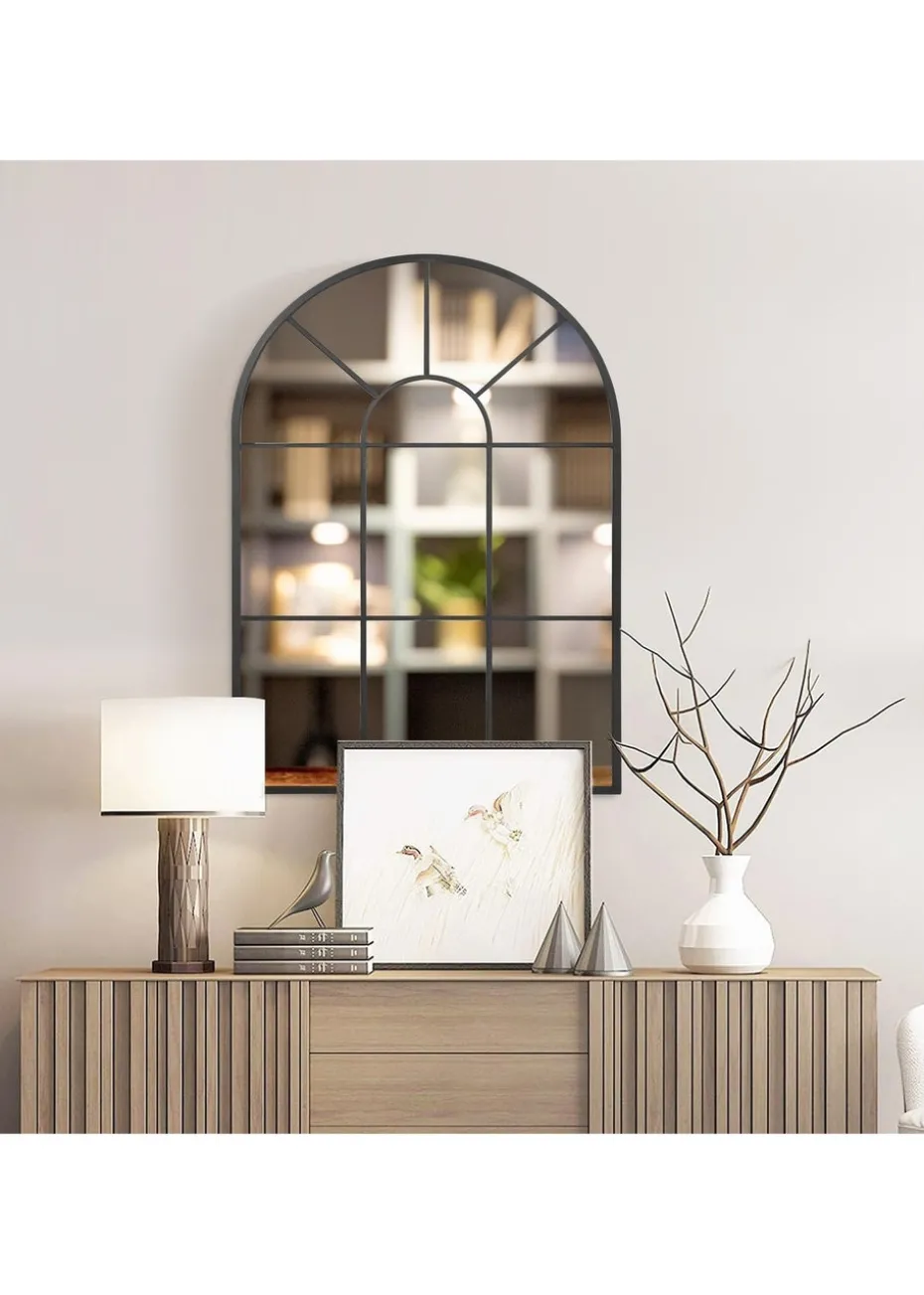 HOMCOM Black Modern Arched Wall Mirror (91cm x 60cm x 2cm)