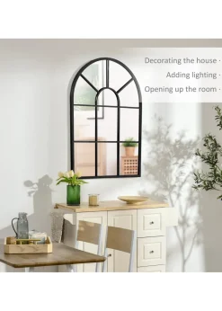 HOMCOM Black Modern Arched Wall Mirror (91cm x 60cm x 2cm)