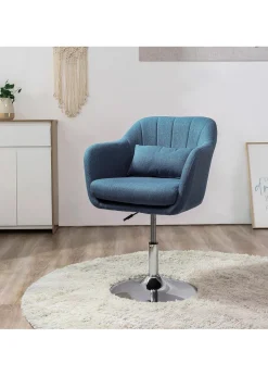 HOMCOM Blue Stylish Retro Linen Swivel Tub Chair (60cm x 60cm x 91cm)
