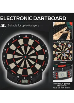 HOMCOM Electronic Dartboard 26 Games185 Variations with 6 Darts Ready-to-Play