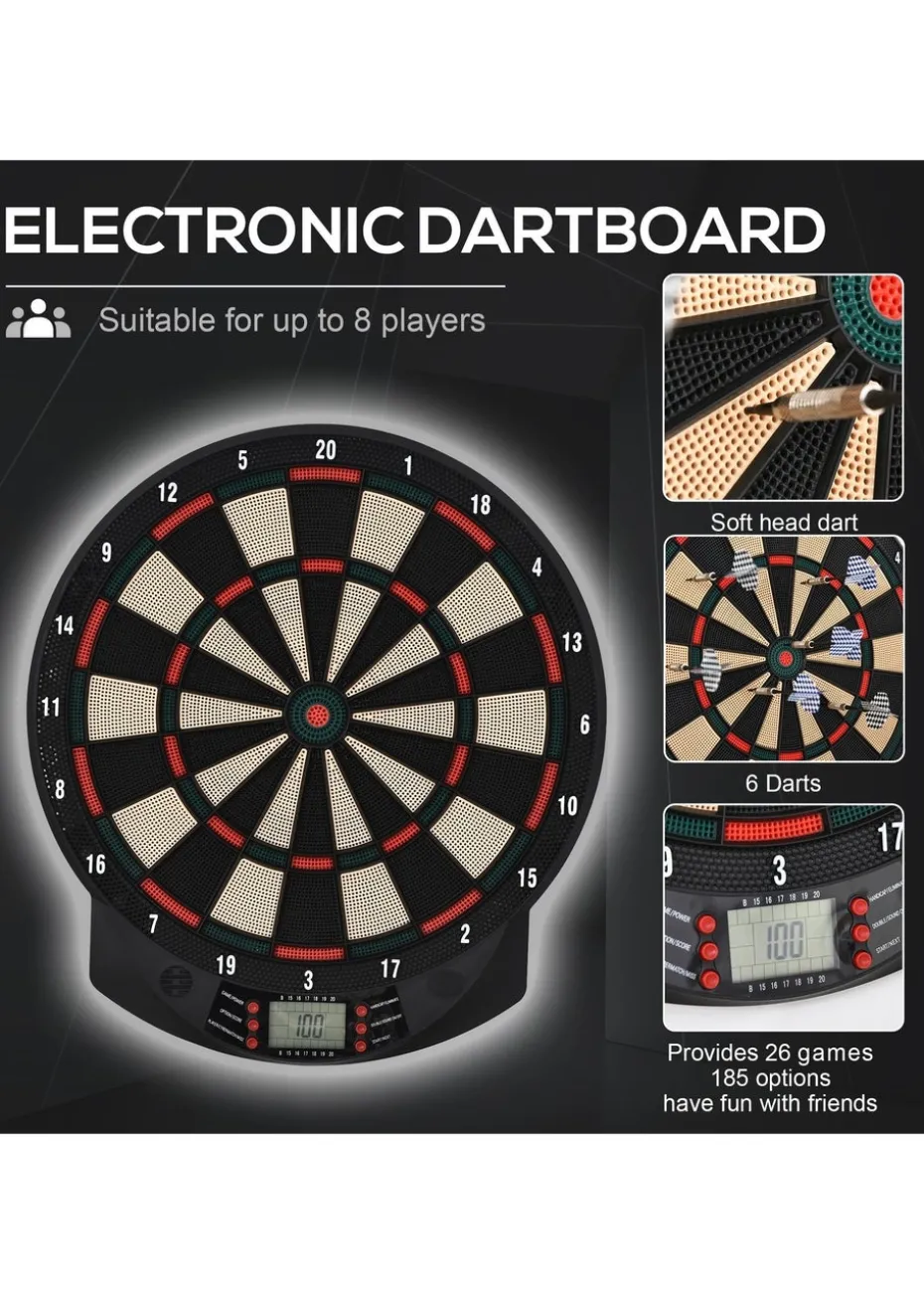 HOMCOM Electronic Dartboard 26 Games185 Variations with 6 Darts Ready-to-Play