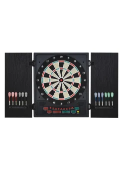 HOMCOM Electronic Dartboard In Case LED Scoreboard w/ 12 Darts 30 Heads Cabinet