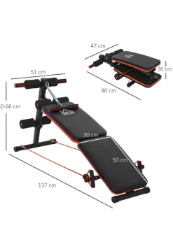 HOMCOM Foldable Sit Up Bench 5-Level Adjustable Core Workout