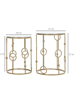 HOMCOM Gold Nesting Coffee Table Set of 2 (41cm x 41cm x 57cm)
