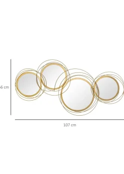 HOMCOM Gold Wall Art Decorative Mirror (107cm x 56cm x 4cm)