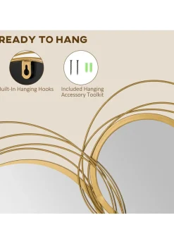 HOMCOM Gold Wall Art Decorative Mirror (107cm x 56cm x 4cm)