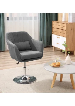 HOMCOM Grey Stylish Retro Linen Swivel Tub Chair (60cm x 60cm x 91cm)