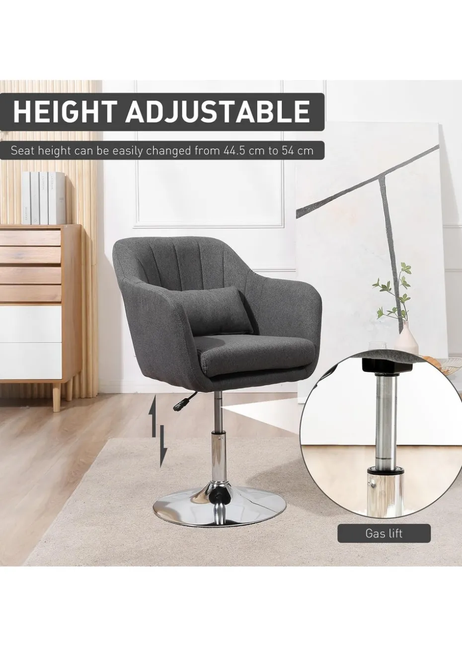 HOMCOM Grey Stylish Retro Linen Swivel Tub Chair (60cm x 60cm x 91cm)