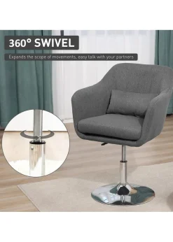 HOMCOM Grey Stylish Retro Linen Swivel Tub Chair (60cm x 60cm x 91cm)