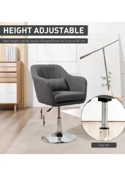 HOMCOM Grey Stylish Retro Linen Swivel Tub Chair (60cm x 60cm x 91cm)